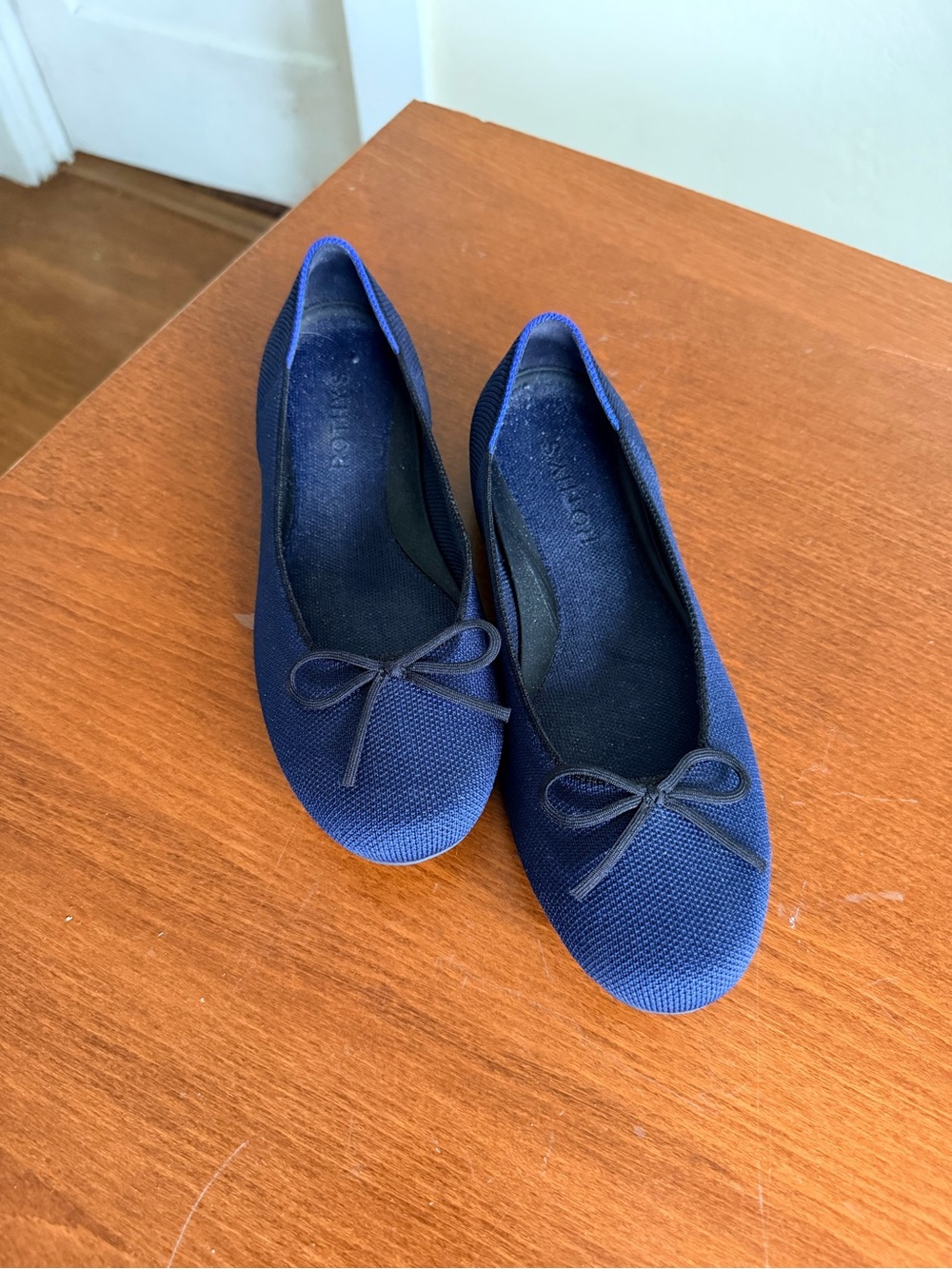 Rothy's Navy Blue Ballet Flats with Bow